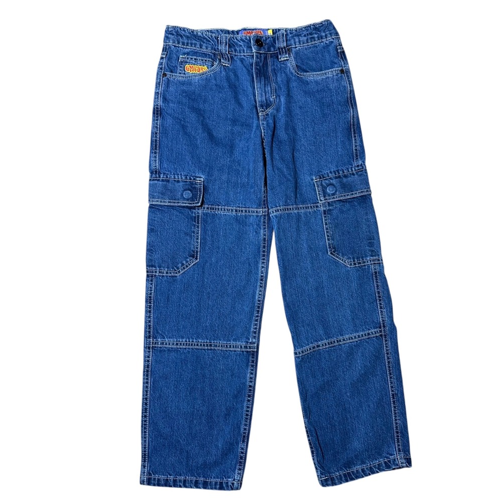 Empyre Loose Fit Cargo Jeans Medium Wash Blue Denim Skater Pants Size 25